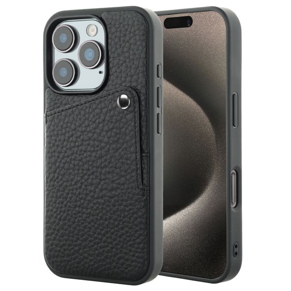Selencia Riva Backcover met Pashouder Apple iPhone 15 Pro - Zwart