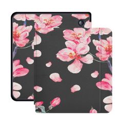 imoshion Design Slim Hard Case Sleepcover met stand Kobo Libra H2O - Blossom Watercolor Black
