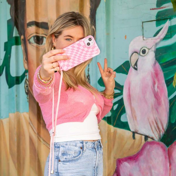 imoshion Siliconen design hoesje met koord Samsung Galaxy S20 - Retro Pink