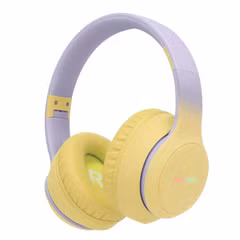 imoshion Draadloze Kinderkoptelefoon LED Light - Decibelbegrenzer - Met AUX kabel - Lavender Lilac / Yellow