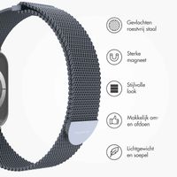 imoshion Milanees magnetisch bandje Apple Watch Series 1 - 11 / SE / Ultra (44/45/46/49 mm) - Maat S - Donkergrijs