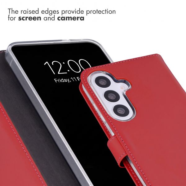 Selencia Genuine Leather Book Case Samsung Galaxy S26 FE - Red