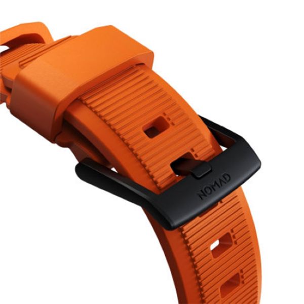 Nomad Rugged band FKM Apple Watch Series 1 t/m 10 / SE / Ultra (2) (44/45/46/49 mm) - Zwart/Oranje