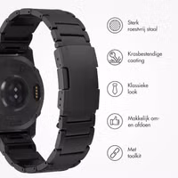 Accezz Mat Titanium bandje  - Garmin 22 mm aansluiting - Zwart