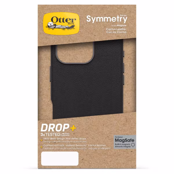 OtterBox Symmetry Cactus leren Backcover met MagSafe Apple iPhone 16 Pro - Noir Ash