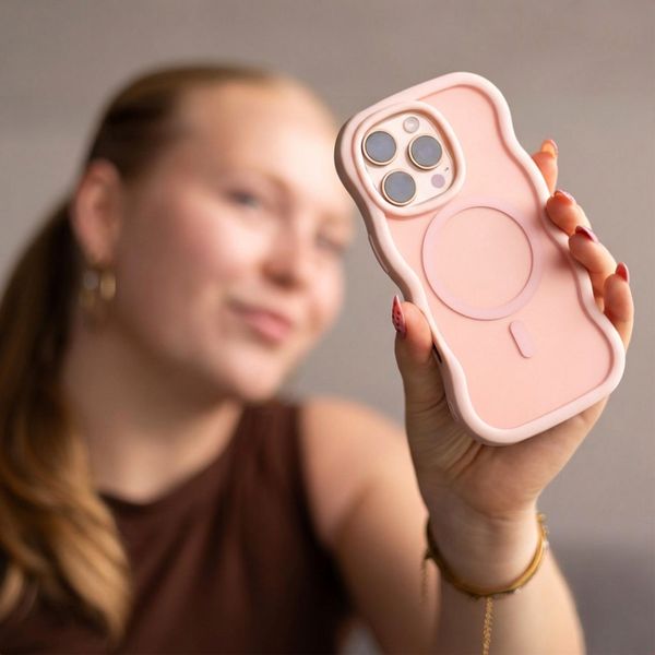 Selencia Wavy Backcover met MagSafe Apple iPhone 14 Pro - Soft Pink