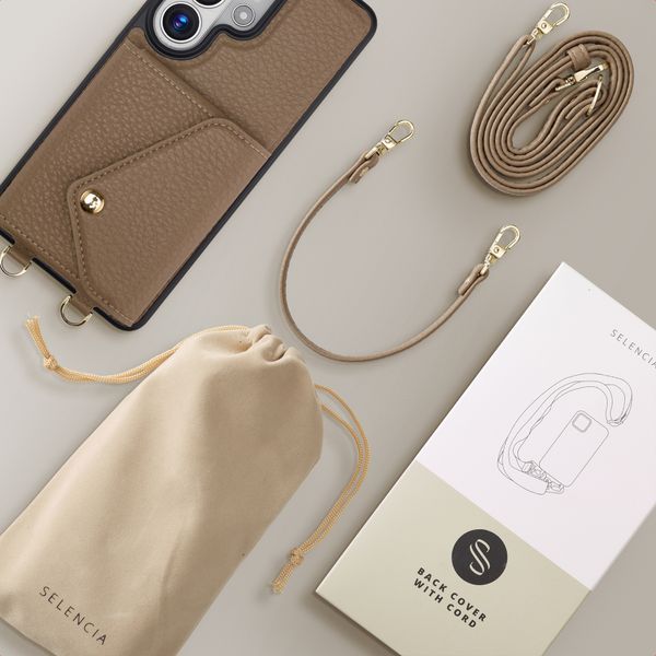 Selencia Sera Phone Case with Cord and Envelope Card Holder Samsung Galaxy S26 Ultra - Taupe