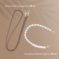 Selencia Telefoonkoorden Set met Parels en Schelpen - Mocha Brown