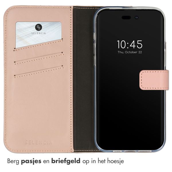 Selencia Echt Leren Bookcase Apple iPhone 14 Pro Max - Dusty Pink