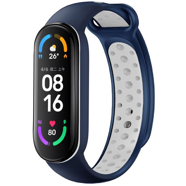 imoshion Siliconen sport bandje Xiaomi Mi Band 5 / 6 - Blauw / Wit