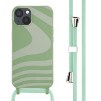 imoshion Siliconen design hoesje met koord iPhone 13 - Retro Green