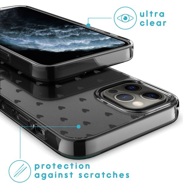 imoshion Design hoesje iPhone 12 (Pro) - Hartjes - Zwart