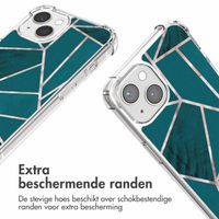 imoshion Design hoesje met koord iPhone 14 - Petrol Green Graphic