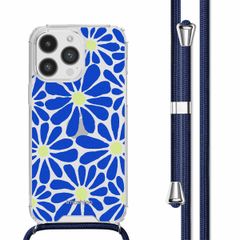 imoshion Design hoesje met koord Apple iPhone 14 Pro Max - Cobalt Blue Flowers Connect