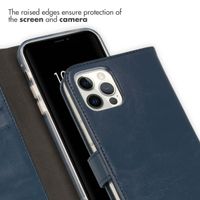 Selencia Genuine Leather Book Case Apple iPhone 12 (Pro) - Blue
