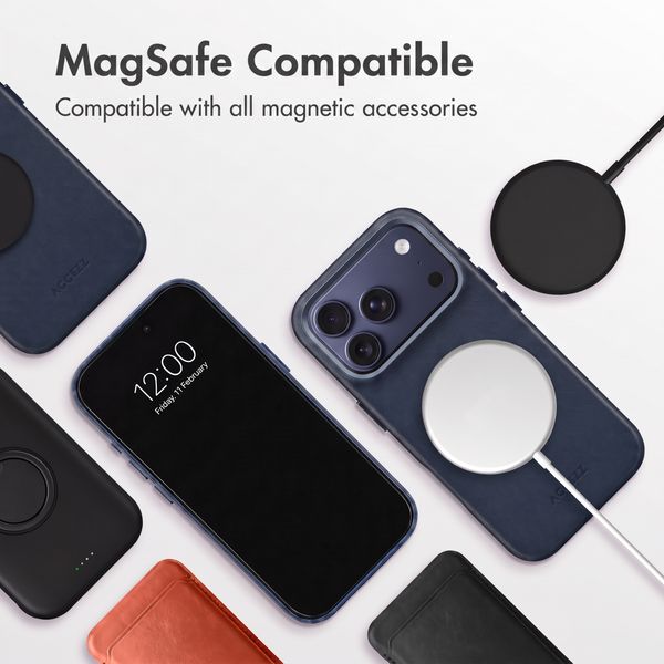 Accezz Leather Case with MagSafe Apple iPhone 18 Pro / 17 Pro - Nightfall Blue