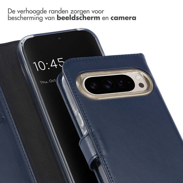 Selencia Echt Lederen Bookcase Google Pixel 9 / 9 Pro - Blauw