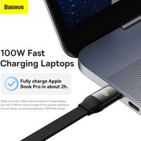 Baseus Bright Mirror 2 Series 3-in-1 oprolbare snellaadkabel - USB-C naar USB-C / Lightning / Micro USB - 100 Watt - Zwart