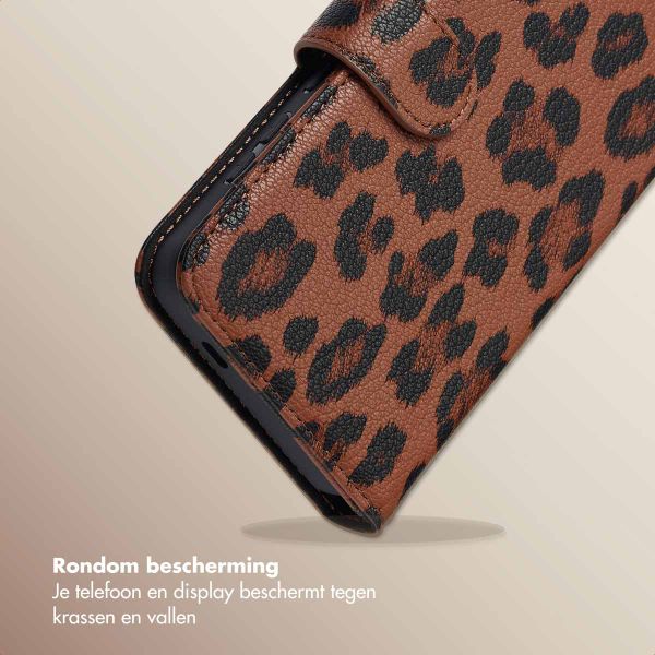 Selencia Sabi Bookcase met Panterprint Samsung Galaxy S24 / S25 - Mocha Brown