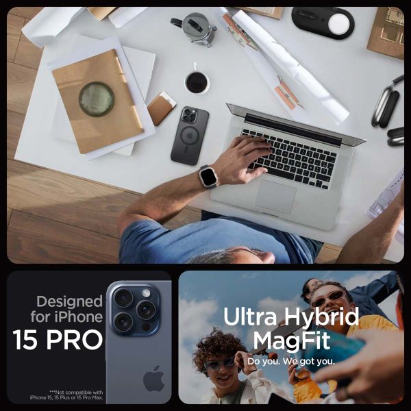 Spigen Ultra Hybrid Backcover MagSafe Apple iPhone 15 Pro - Frost Black