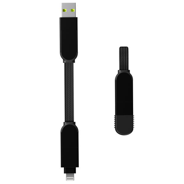 Rolling Square inCharge® X 6-in-1 sleutelhanger oplaadconnector - Black