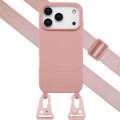 Selencia Siliconen hoesje met afneembaar koord Apple iPhone 17 Pro - Sand Pink
