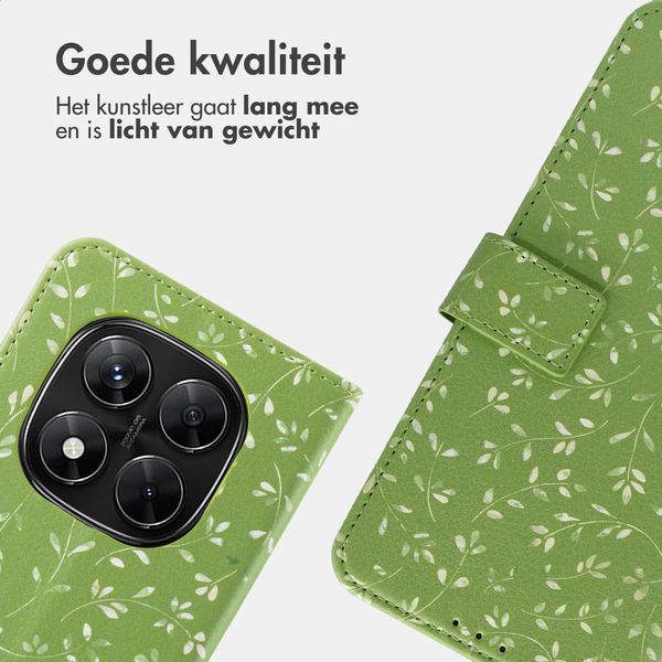 imoshion Design Bookcase Xiaomi Redmi Note 14 Pro Plus (5G) - Green Flowers