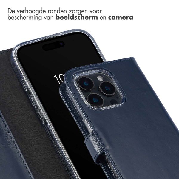 Selencia Echt Leren Bookcase Apple iPhone 16 Pro - Blauw