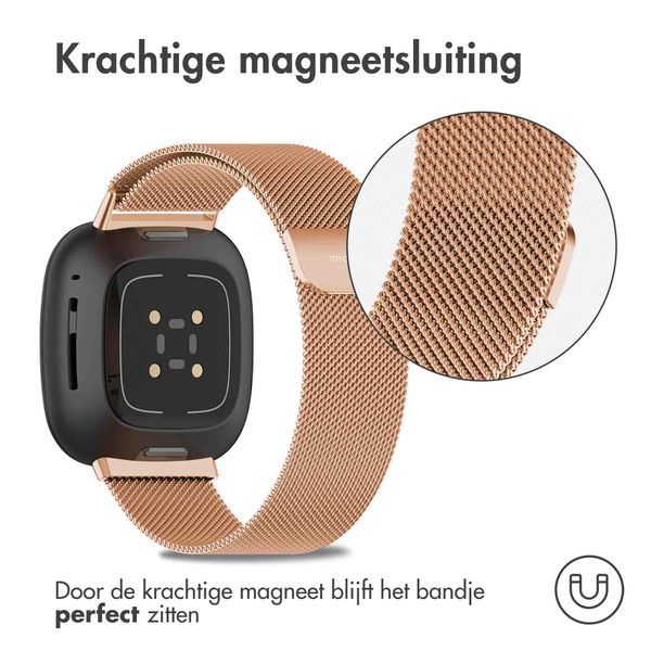 imoshion Milanees magnetisch bandje Fitbit Versa 3 - Maat S - Rosé Goud