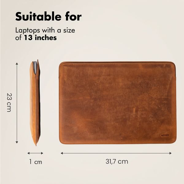 Accezz Leather laptop sleeve 13 inch - Cognac