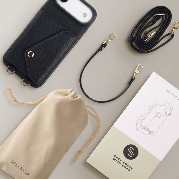 Selencia Sera Telefoonhoes met Koord en Envelop Pashouder Apple iPhone Air - Zwart