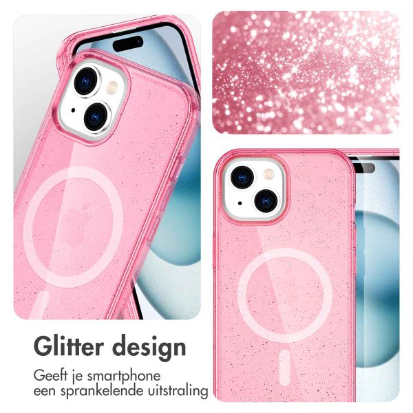 imoshion Sparkle Backcover met MagSafe Apple iPhone 15 - Glitter Roze