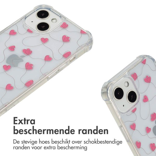 imoshion Design hoesje met koord Apple iPhone 13 - Dusty Rose Connected Hearts