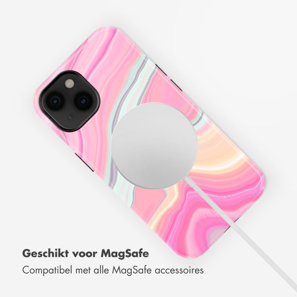 Selencia Vivid Tough Backcover met MagSafe iPhone 14 - Pastel Lipstick Marble