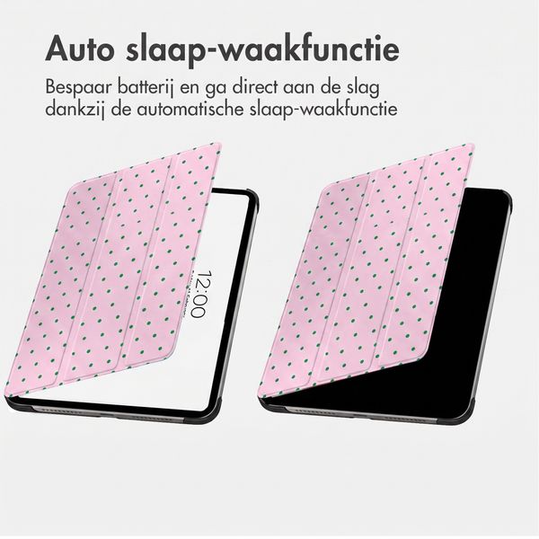 imoshion Design Trifold Bookcase Apple iPad 9 (2021) 10.2 inch / iPad 8 (2020) 10.2 inch / iPad 7 (2019) 10.2 inch - Happy Dots