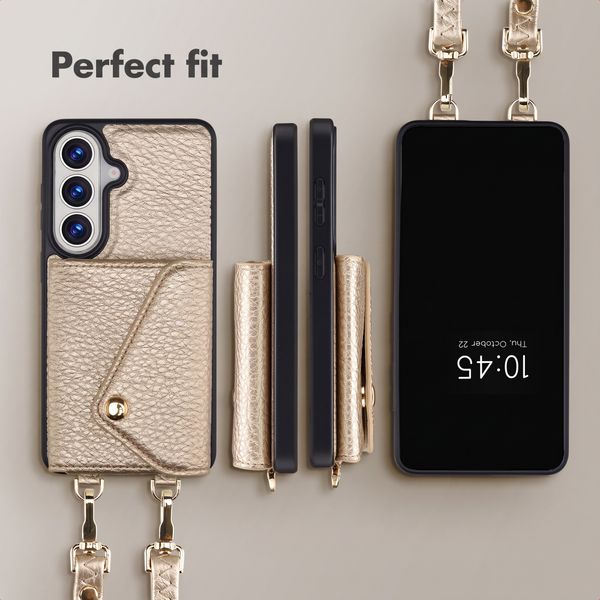 Selencia Sera Phone Case with Cord and Envelope Card Holder Samsung Galaxy S26 FE - Champagne
