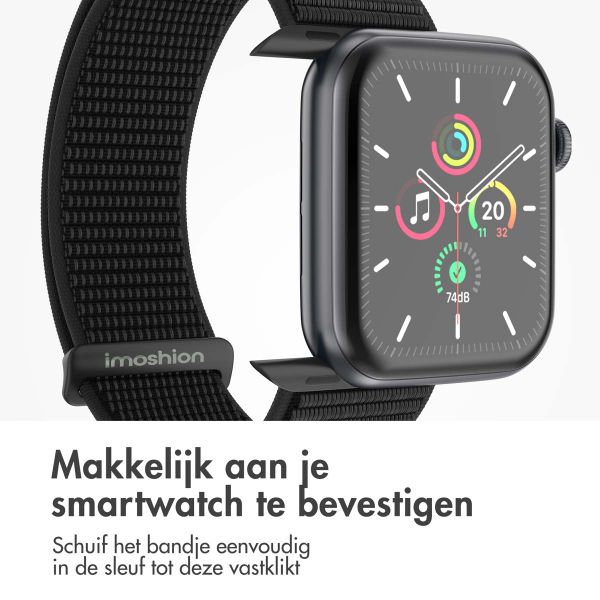 imoshion Nylon bandje Apple Watch Series 1 t/m 9 / SE (38/40/41 mm) | Series 10 / 11 (42 mm) - Zwart