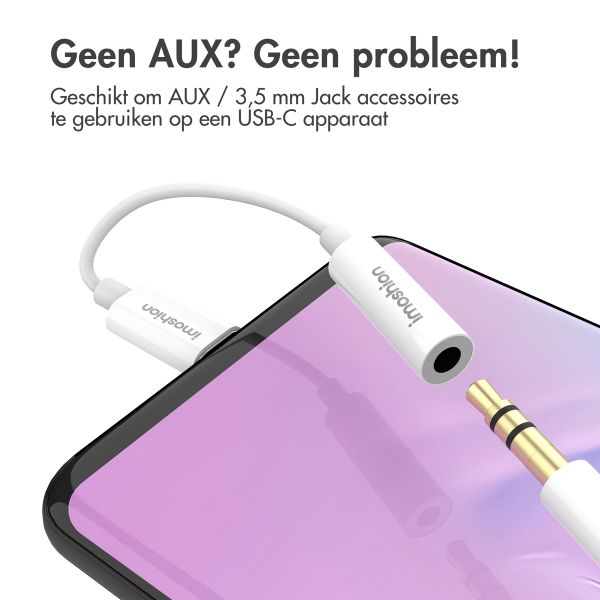 imoshion AUX adapter - USB-C naar 3,5 mm / Jack audio adapter - USB-C male to AUX female - Wit