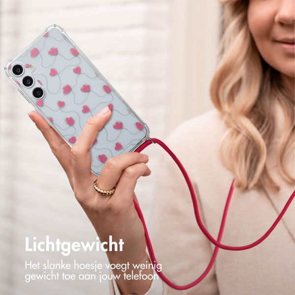imoshion Design hoesje met koord Samsung Galaxy A55 - Dusty Rose Connected Hearts