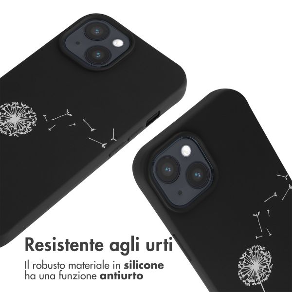 imoshion Siliconen design hoesje met koord Apple iPhone 15 - Dandelion Black