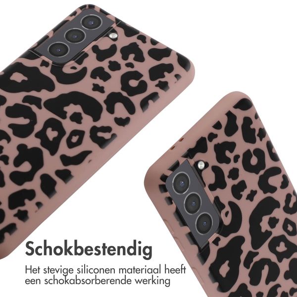 imoshion Siliconen design hoesje met koord Samsung Galaxy S21 - Animal Pink