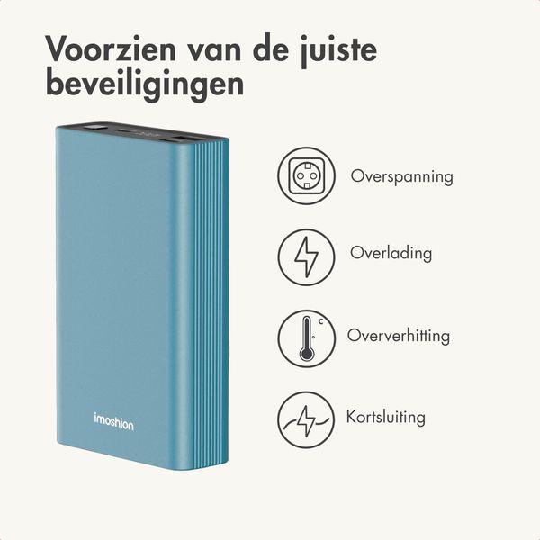 imoshion Ultra Series Aluminium Powerbank 20.000 mAh - Quick Charge en Power Delivery - Petrol Green