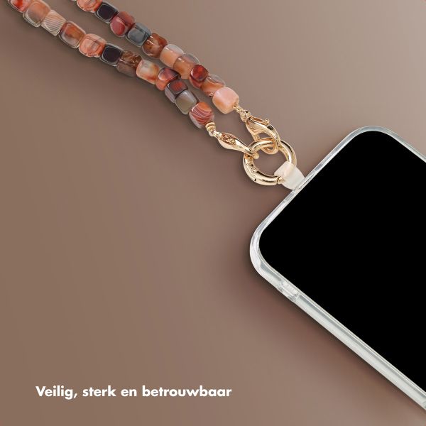 Selencia Transparent Case with Hooks + Lova Wrist Strap Tortoise Leopard Apple iPhone 15 - Earth Tones