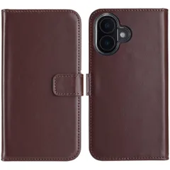 Selencia Echt Leren Bookcase Apple iPhone 16 - Bruin