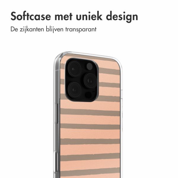 imoshion Design hoesje Apple iPhone 16 Pro - Striped peach reverse