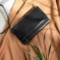 Selencia Uitneembare Vegan Lederen Clutch iPhone 12 (Pro) - Zwart