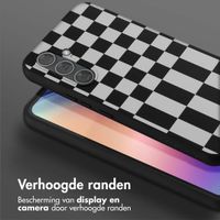 Selencia Siliconen design hoesje met afneembaar koord Samsung Galaxy A54 (5G) - Irregular Check Black