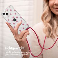 imoshion Design hoesje met koord iPhone 14 - Dusty Rose Connected Hearts