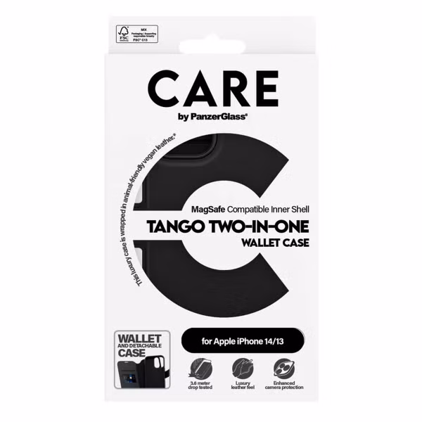 CARE by PanzerGlass Tango 2 in 1 Wallet Case MagSafe Apple iPhone 14 / 13 - Black