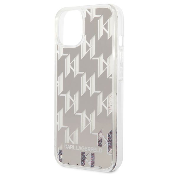 Karl Lagerfeld Liquid Glitter Backcover Monogram iPhone 14 - Zilver